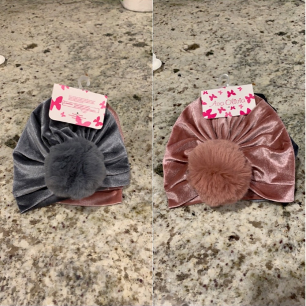 BNWT boutique brand Baby Pom Pom turbans 2 pack